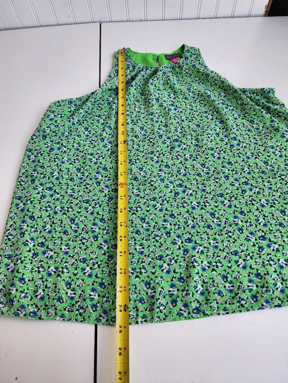 Vince Camuto Womens Classic Escape Blouse Ditsy Floral Feminine Green Blue Sz M - Picture 10 of 12